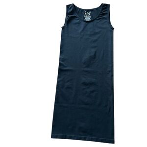 Black long line tank dress